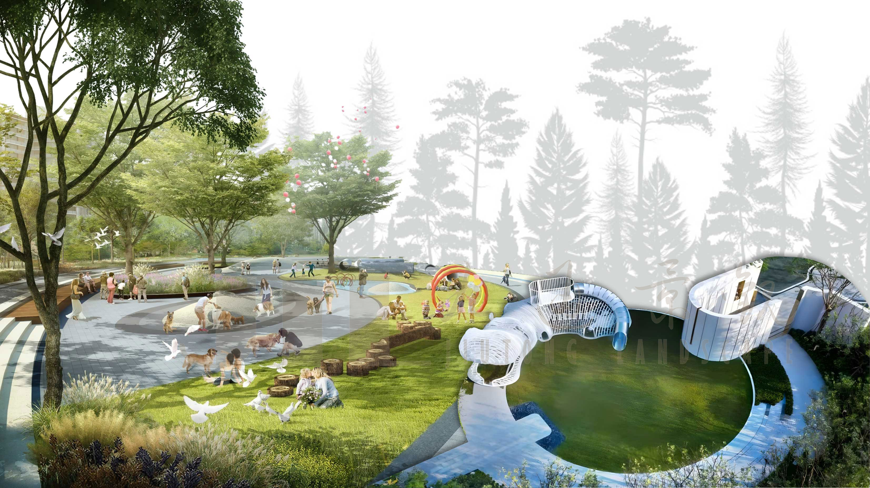 公园景观（休闲健身、宠物乐园）